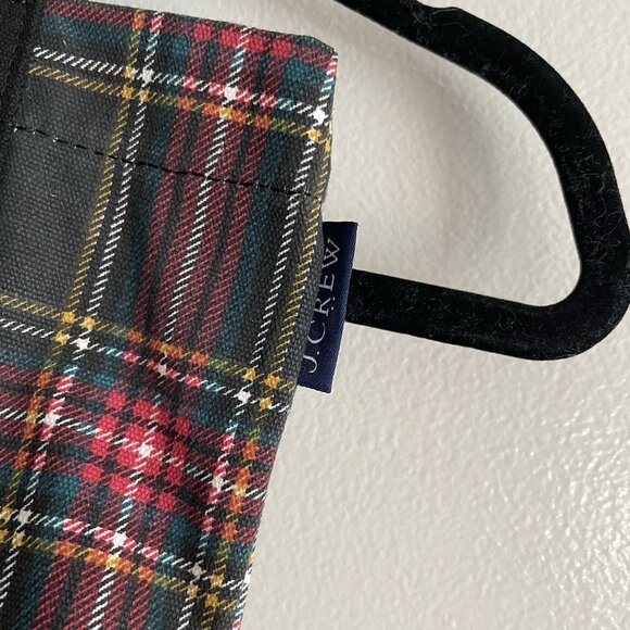J.Crew Factory Black Tartan Plaid Preppy Holiday Mini Structured Canvas Tote Bag - Picture 6 of 12